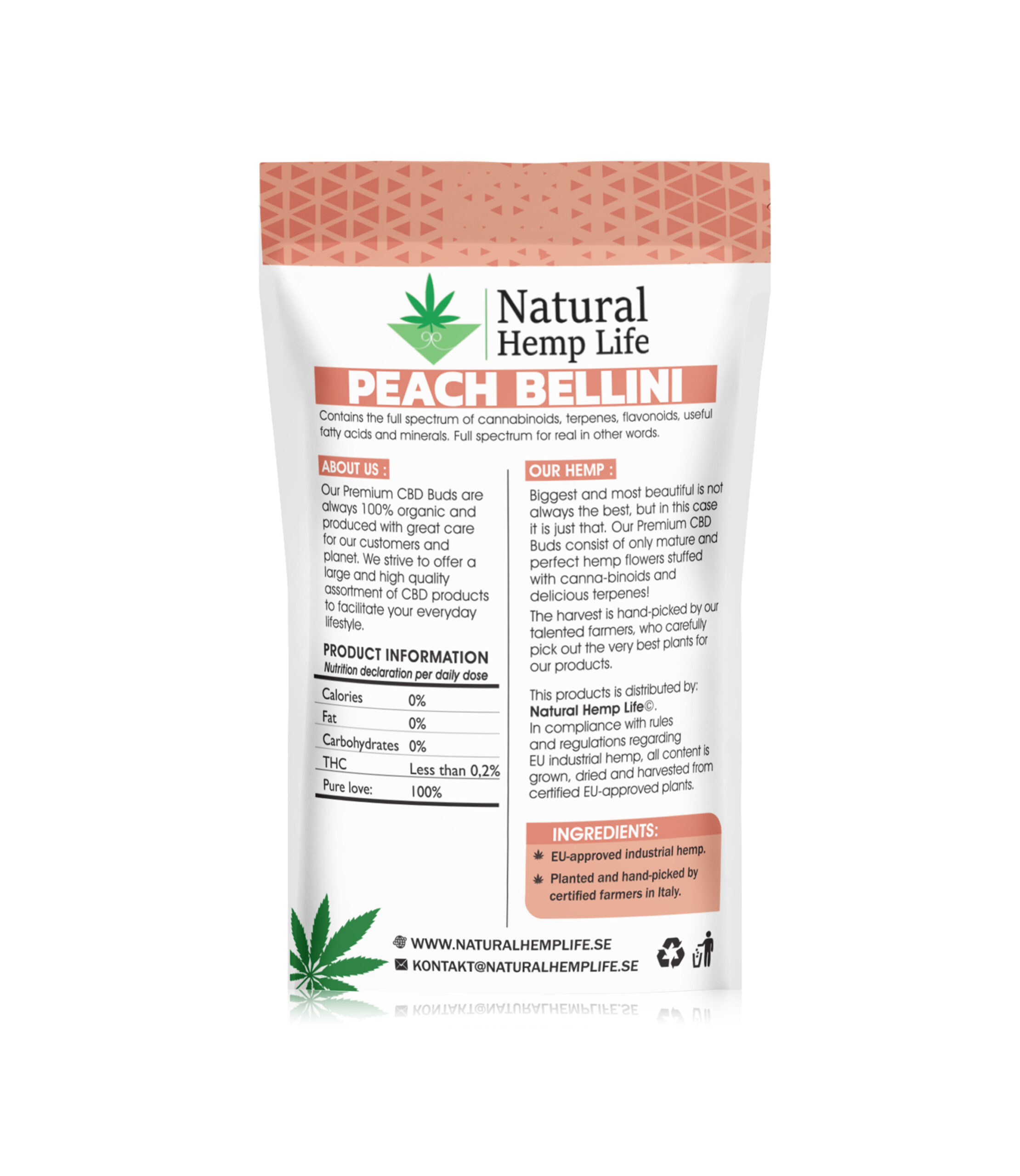 Peach Bellini Premium CBD Buds Back
